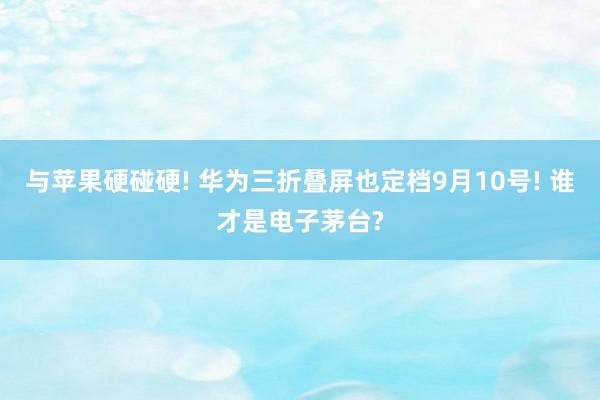 与苹果硬碰硬! 华为三折叠屏也定档9月10号! 谁才是电子茅台?